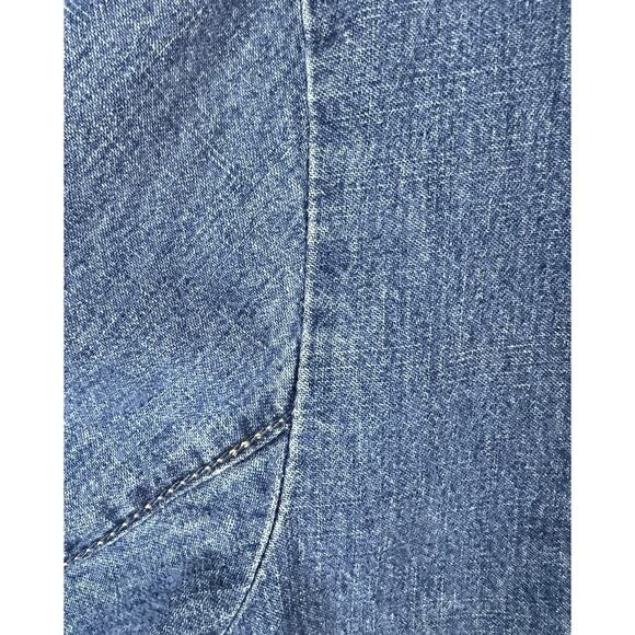 Chico’s Denim Jacket Women XL Blue Silk Lined Mandarin Collar Frog Closures - Picture 4 of 14